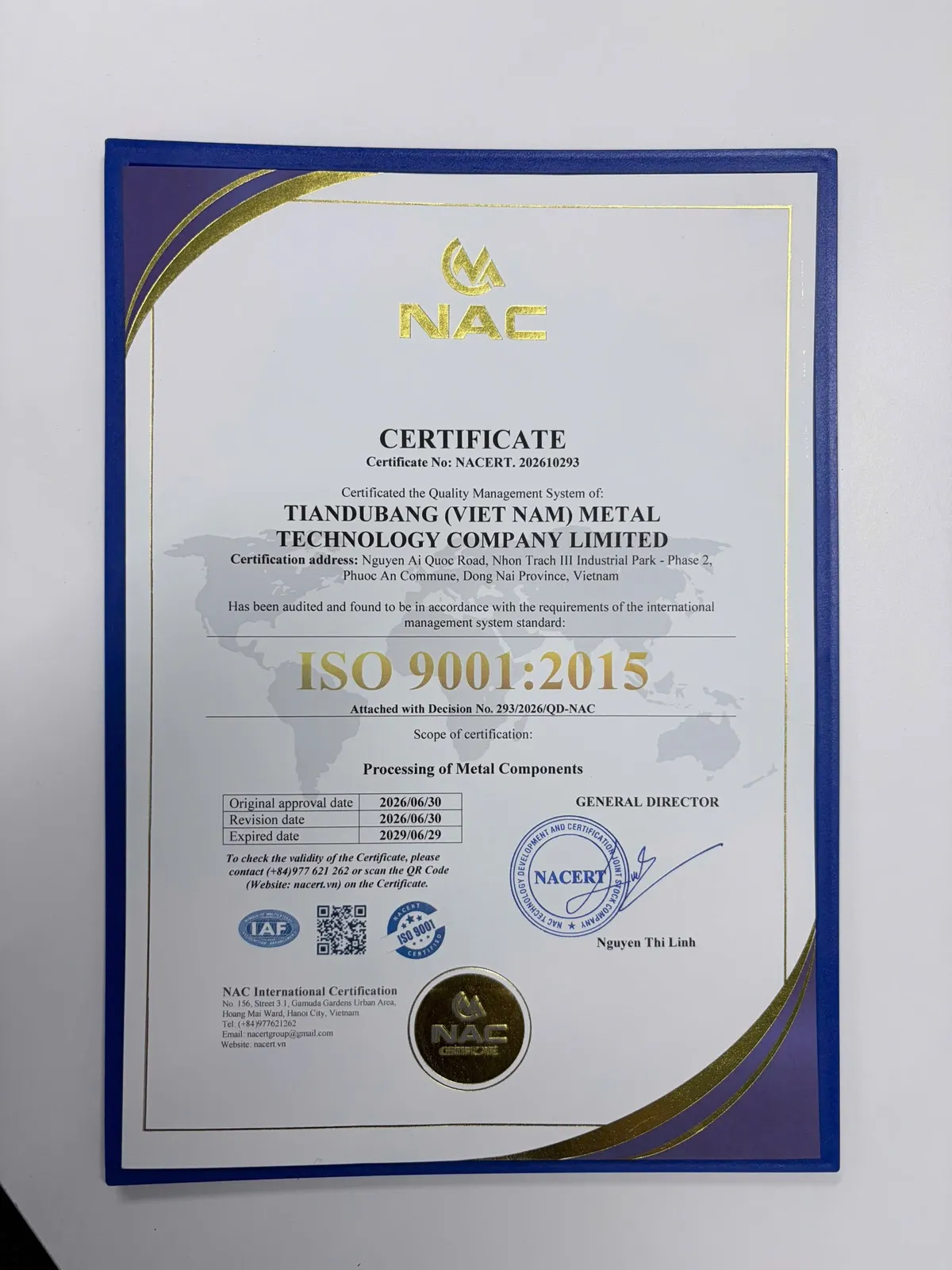 ISO 9001:2015 · Vietnam · NACERT.202610293